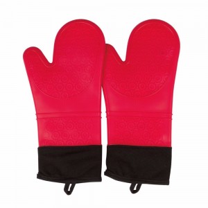 Yongli Oven Mitts and Pot Holders Sets,  Heat Resistant Extra Long Professional Silicone Oven Mittens with Mini Oven