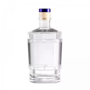 Striped glass vodka bottle with screw cap custom whiskey brandy tequila gun rum bottle 350ml 500ml