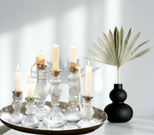 Transparent Glass Bottle Vase, Glass Wax Holder Glass Candle Holder