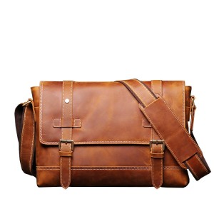 Mens Casual Genuine Leather Sling Shoulder Bag Portfolio Messenger Bag