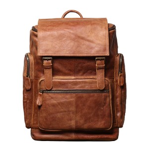 Large Capacity Top Layer Genuine Leather Backpack Laptop Bag School Travel Backpack