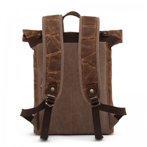 2022 Luxury vintage waxed canvas leather waterproof backpack bag