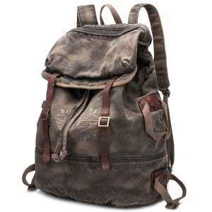 Customized vintage large capacity canvas unisex drawstring travel backpack bag rucksack bagpack