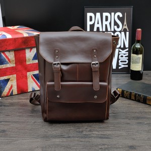 Stock Available Faux Carzy Horse Leather Backpack Laptop Rucksack School Bag