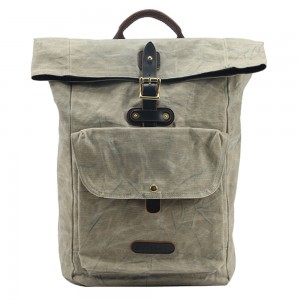 Roll-Up Canvas Backpack Rucksack Bag School Bag