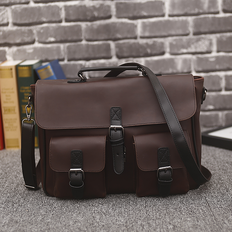 Unisex Drark Brown Profolio Briefcase Messenger Bag