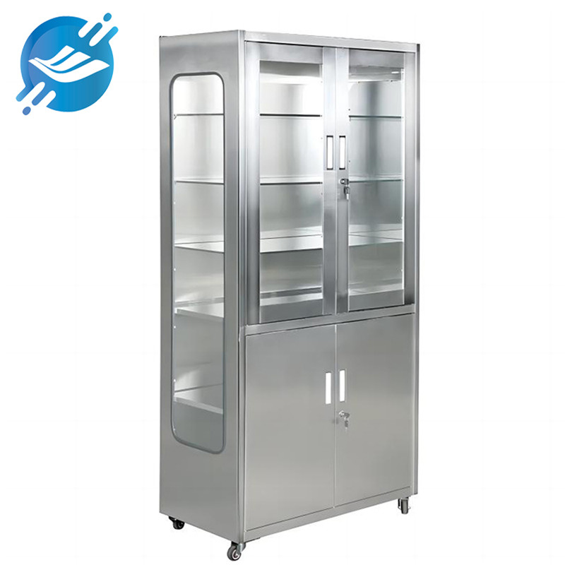 Металлический больничный шкаф для хранения медицинской аппаратуры и инструментов