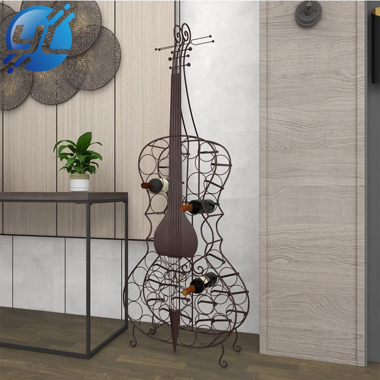 Floor type vintage style hollow cello red wine display stand