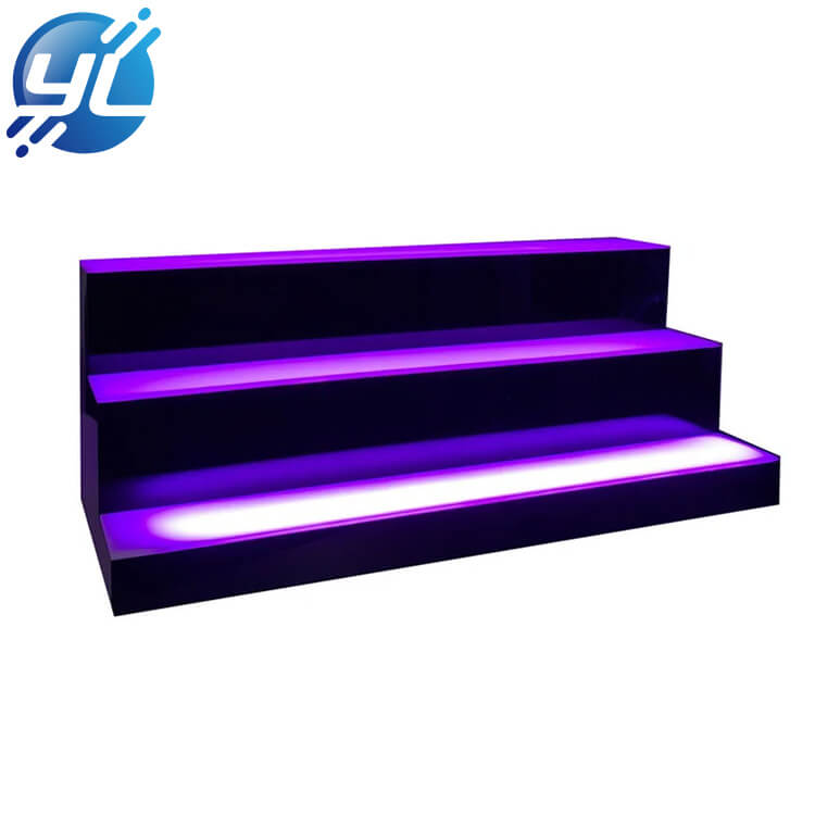 Step type beverage display table with black acrylic LED light