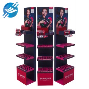 Custom Wooden Cosmetics Upat ka Tier Floor-standing Lipstick Display Stand