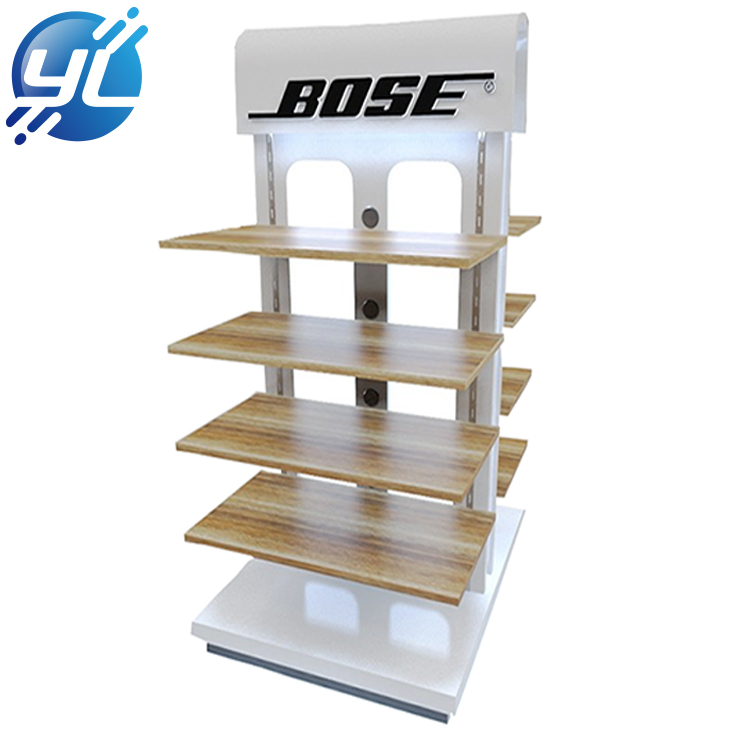 High-quality customized headset metal display stand headphone floor wooden display