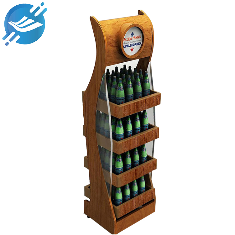 Custom na Promosyon POP Wooden Beverage Floor Display Rack