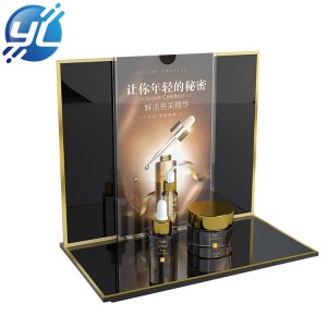 Expositor de mostrador personalizado de estilo de luxo, perfume cosmético, aceite esencial, soporte de exhibición de luz acrílica led
