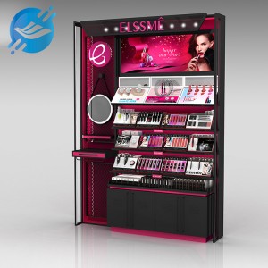 Desain custom kayu toko kosmetik lantai tampilan lipstik stand