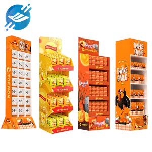 Reklamim i personalizuar i supermarketeve POP Paleta me paletë me letër për dyshemenë e letrës Raftet e ekranit Standë me patate të skuqura kartoni