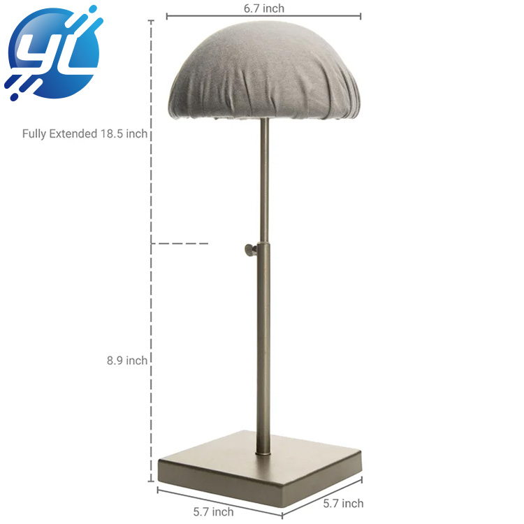 Customized height adjustable freestanding brass hat and wig display stand