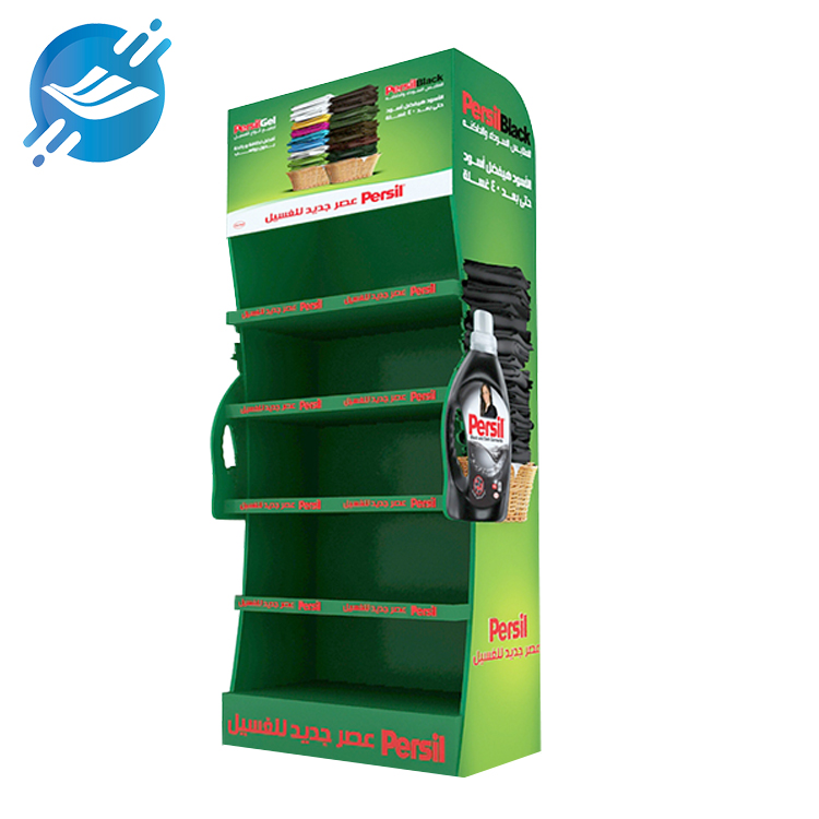 Персонализирана картонена подова стойка за супермаркет с едностранна витрина за перилен препарат