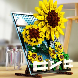 DIY 666pcs authentic new arrive building blocks sunflower tabletop decoration
