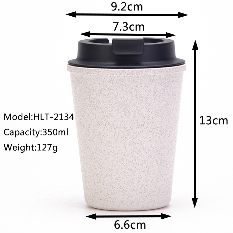 DGW Branded  Natural Wheat Straw Insulated Coffee Cup