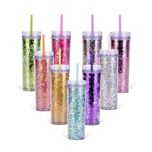 Skinny Tumblers 24 Pcs Bulk,Double Wall Acrylic Tumbler with Lid and Straw,Reusable  Plastic Cups