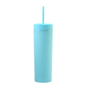 16oz Reusable Plastic Cup Round Plastic Water Bottles With Straw And Lids