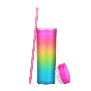 Custom Cup 16oz double walled drinking Cup Reusable BPA Free Colored Acrylic Tumblers with Lids and Straws