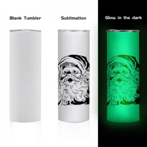 20 oz Skinny Sublimation Tumbler Blank 2 Pack Glow in The Dark Sublimation Tumblers with Sublimation Shrink Wrap Film, UV Color Change Stainless Steel Tumbler Including Accessories
