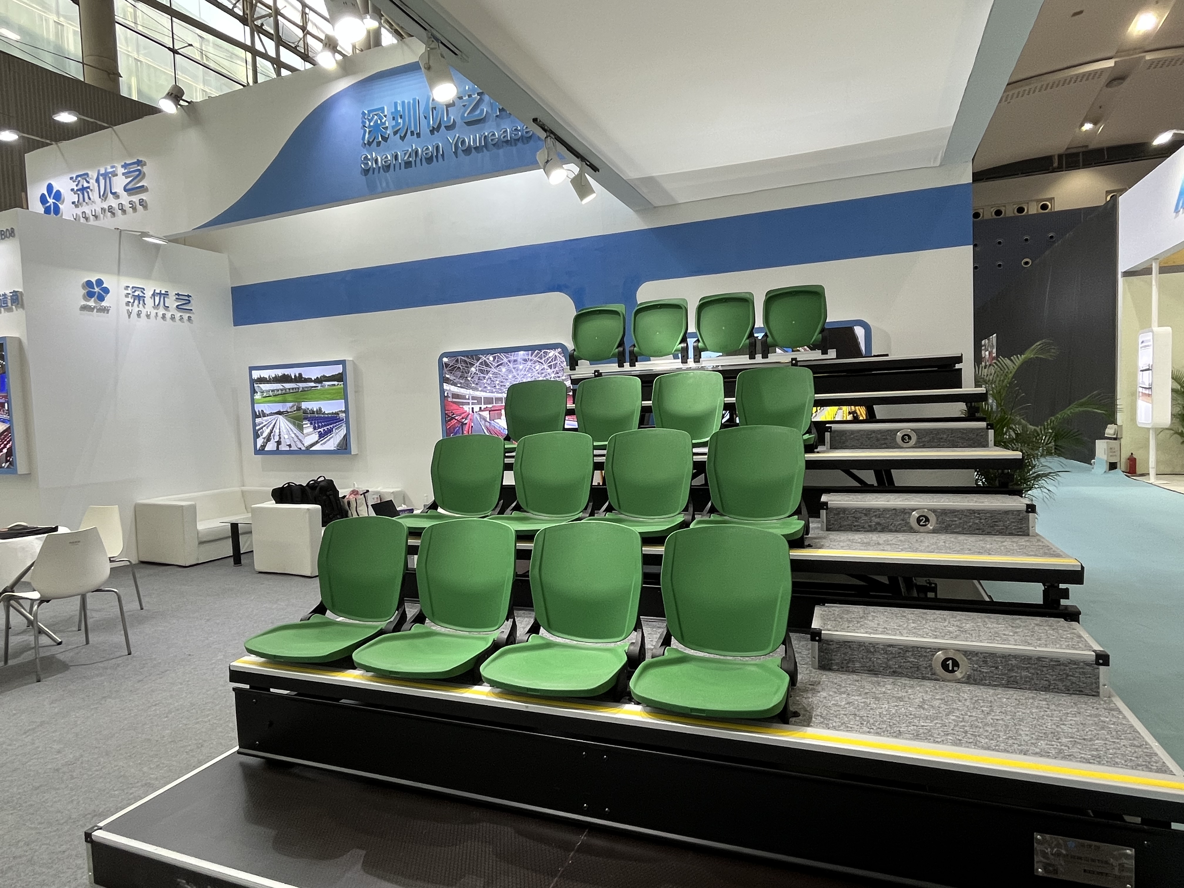 YOUREASE INDOOR ELECTRIC RETRACTABLE SEATING  SYSTEM BLEACHERS Featured Image