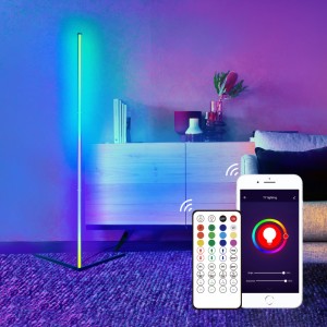 26 Years Exporter China LED Smart Colorful Floor Lamp RGB Floor Lamp Creative Living Room Corner Lamp Standing Lamps Modern LED Corner Floor Lamp Atmosphere Light Remote RGB Color Chan