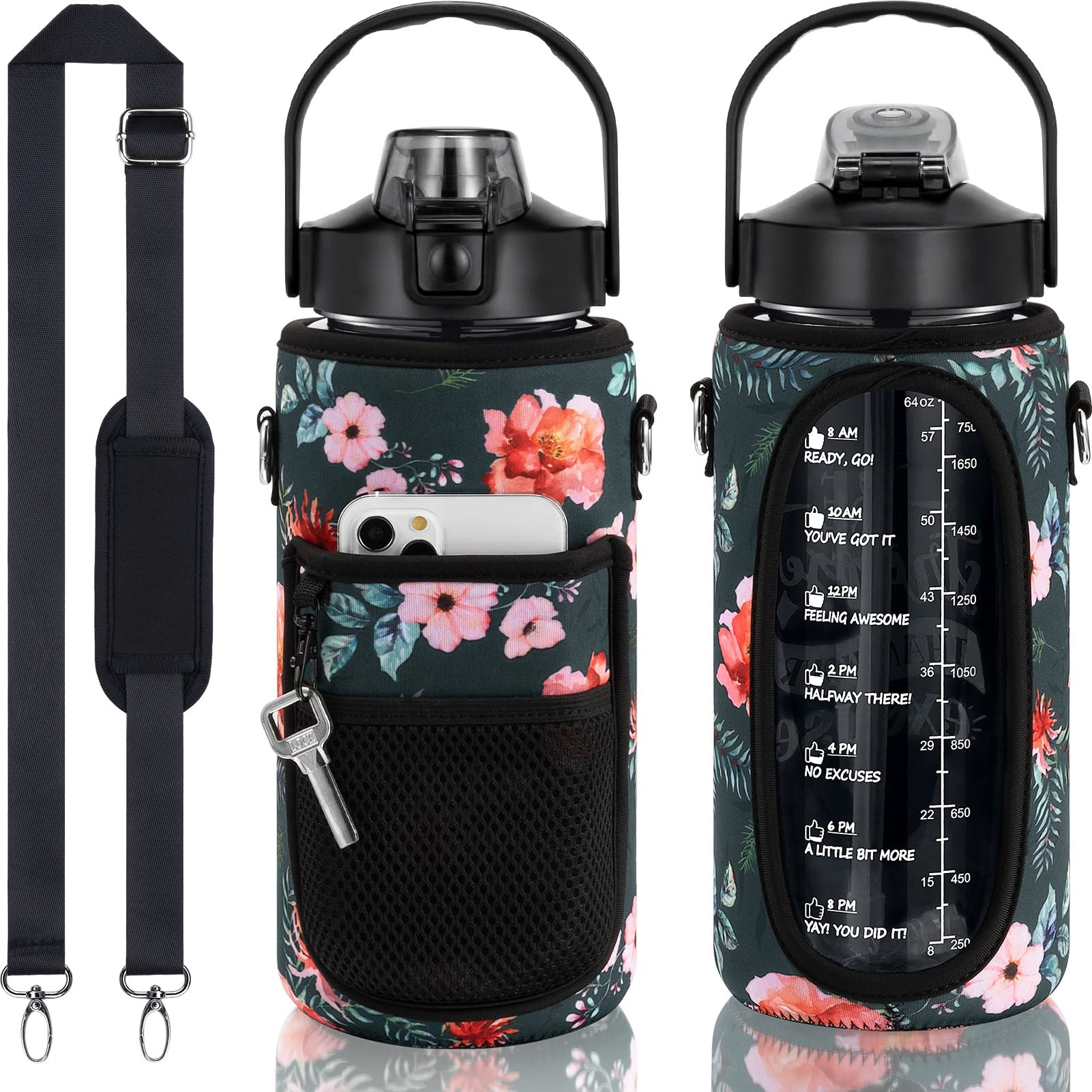 Kids Water Bottle Carrier Sling with Strap Adjustable Pouch Water