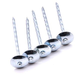 ODM Supplier China Umbrella Head Roofing Nails Zinc Plated (9BWG*2′′—9BWG*2.5′′)