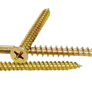 Yellow zinc torx drive double countersunk head wood chipboard screw