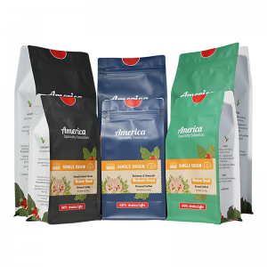 Eco-Friendly Compostable Matte Mylar Kraft Paper Bottom Coffee Bag packaging Cum Zipper