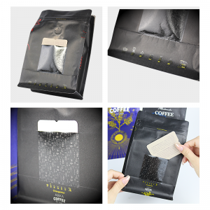 Individualaus dizaino skaitmeninis spausdinimas matinis 250G kraftpopierinis UV maišelis kavos pakuotė su lizdu / kišene
