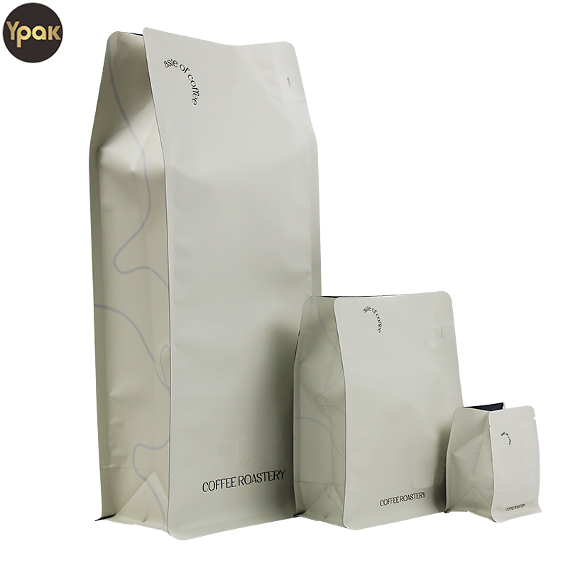Aangepaste Mylar Plastic aluminium 20G 100G 250G 1KG vlakke bodem koffiezak voor voedselverpakking
