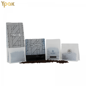 Customize Printed Logo Resealable Clear Stand Up Coffee Pouch Bags With Window For Coffee Packaging