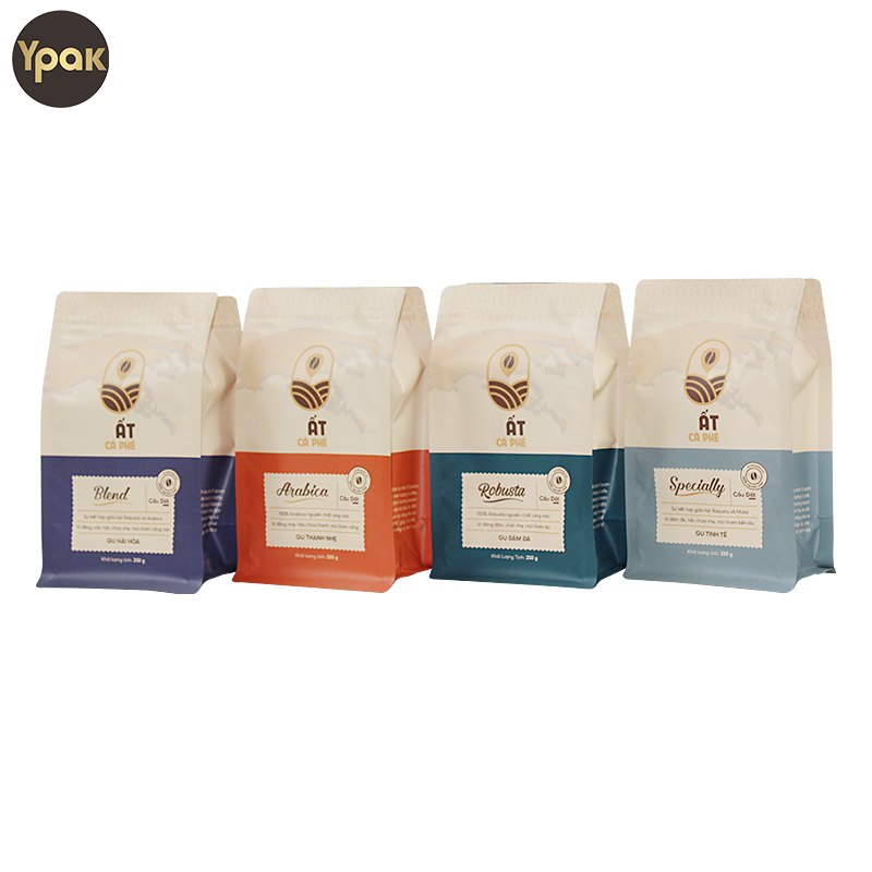 Sacos de café inferiores lisos recicláveis ​​da impressão feita sob encomenda de 250g 500g para o empacotamento do feijão de café