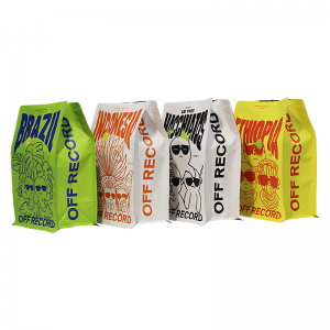 Bolsas de café de fondo plano de Mylar de plástico reciclable ecológico con impresión digital para envasado de granos de café/té