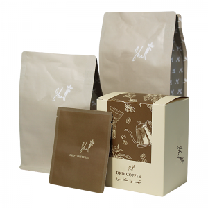 Compostable Matte Mylar Kraft Paper Coffee Bag Set Packaging With Zipper