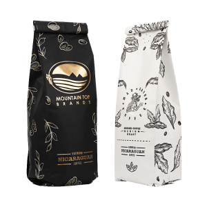 Mylar Kraft Paper Side Gusset Kaffepåsar med ventil och plåtband