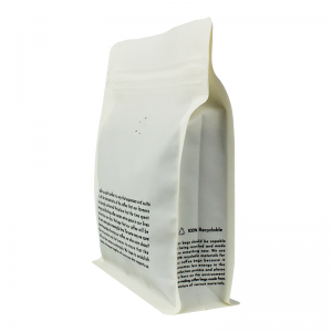 Vrečka za kavo z ravnim dnom iz grobega plastičnega mylarja z ventilom in zadrgo za pakiranje kavnih zrn/čaja
