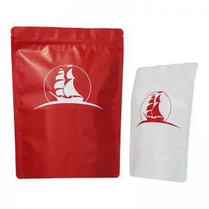 કોફી/ચા/ખોરાક માટે વાલ્વ અને ઝિપર સાથે પ્લાસ્ટિક સ્ટેન્ડ અપ પાઉચ કોફી બેગ