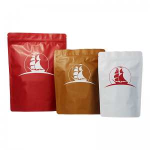Plastic stand up pouch coffee bags with valve and zipper for coffee/tea/food