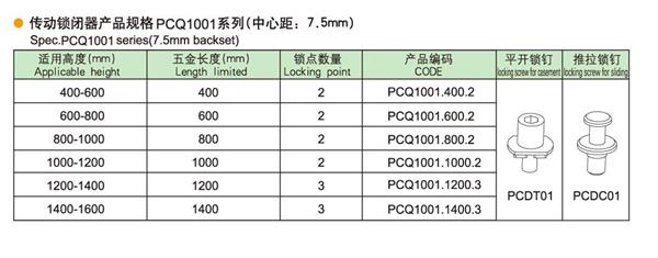 UPVC Multi-point Espegnolette/Transimission Device PCQ1001 Series