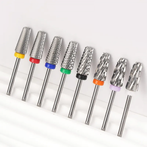 7.0mm 5 in 1 Bits (Cross Cut) Coated Nail Bur Tapered Shape Tungsten Efficient Manicure Tool Carbide Nail Drill Bit