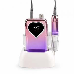Wireless Rechargeable Electric Luxury Carbon Brush Wholesale Heart Shape 35000rpm Nail Machine Drill