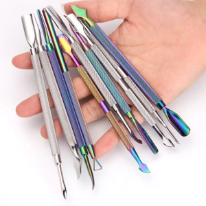 Nail Art Tools 8 Colors Stainless Steel Nail Pusher Remover Tools