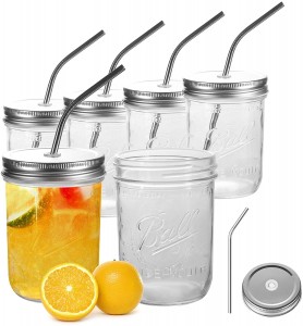 500ml Wide Mouth Glass Drinking Water Cup 16 oz Glass Mason Jar