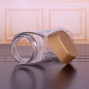 Clear 750ml  Ground Coffee Jars With Gold Plastic Lids