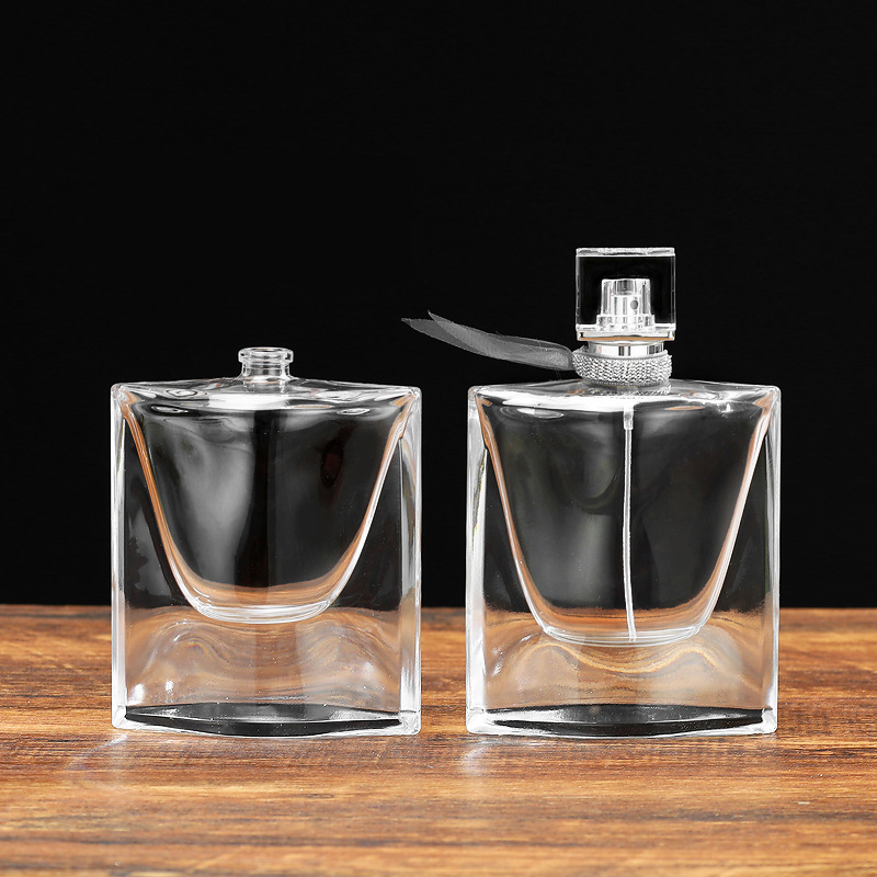 Quadrilateral perfume bottle glass